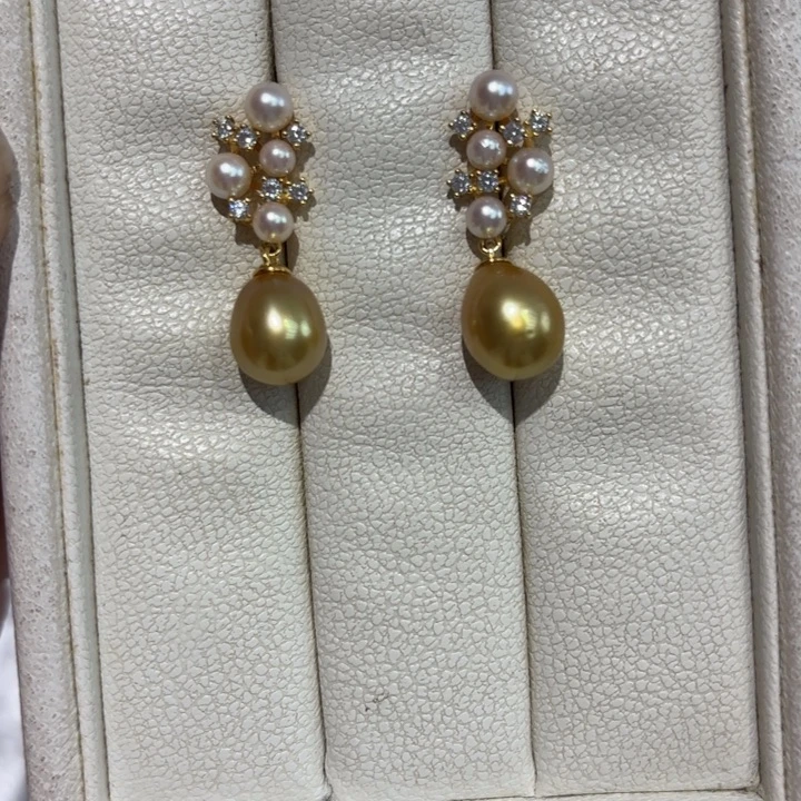 海水珍珠银S925镶嵌耳饰