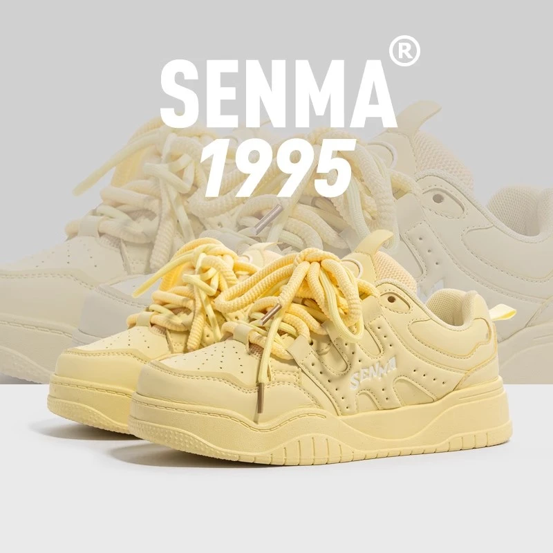 SENMA/森马爆款多巴胺百搭男女情侣板鞋小众原创厚底小白鞋面包鞋