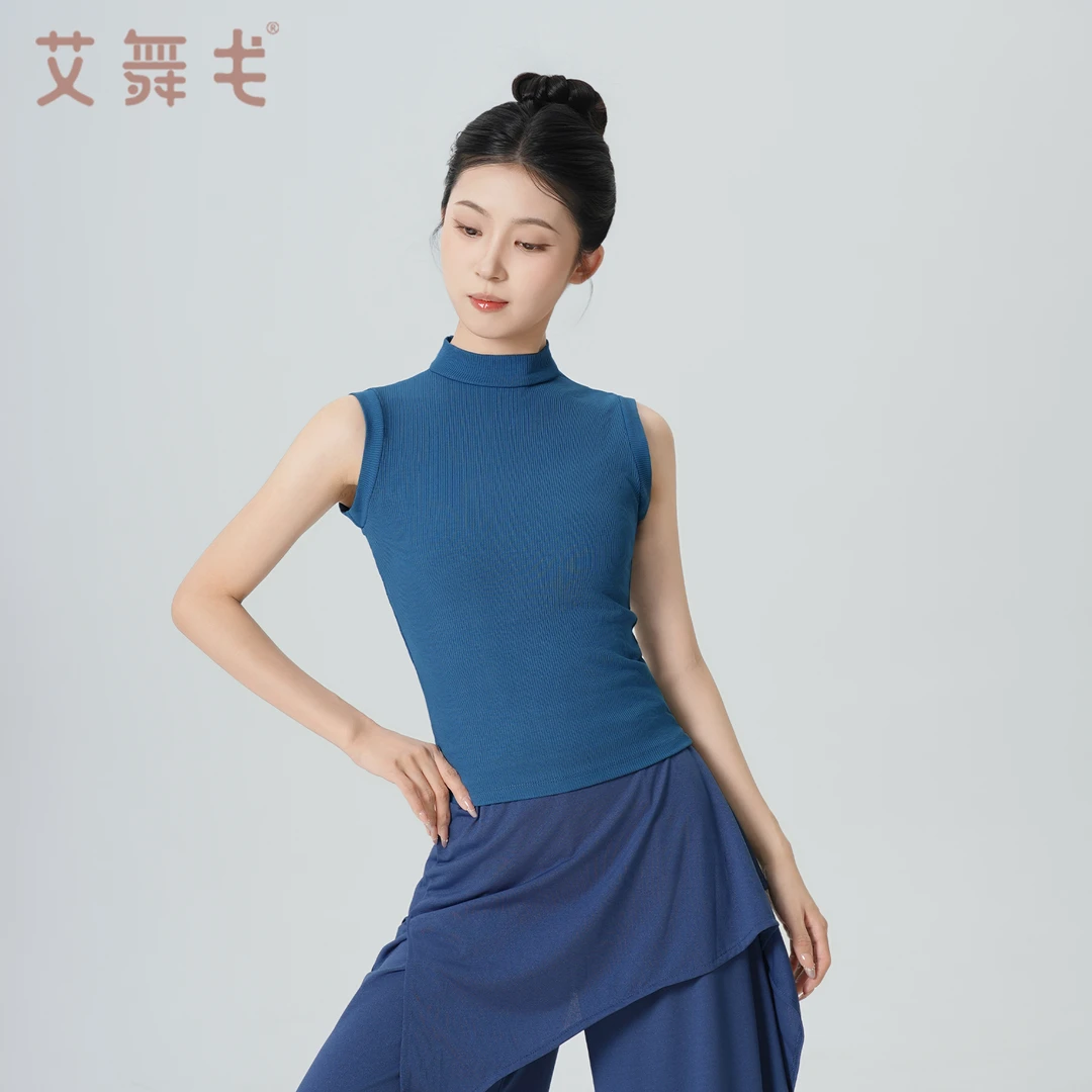 艾舞戈现代舞服女夏季无袖背心形体训练服新款高领上衣舞蹈练功服