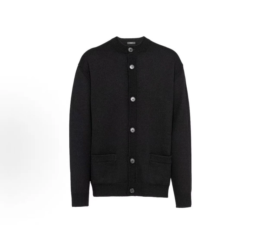 未使用 Prada/普拉达 贴布徽标纽扣羊绒开衫外套