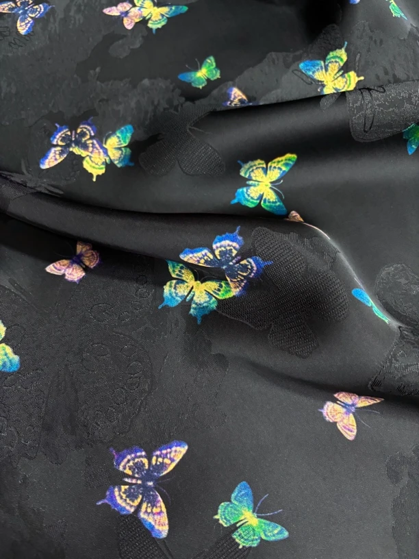 彩蝶 红云纱新中式国风连衣裙旗袍服装面料