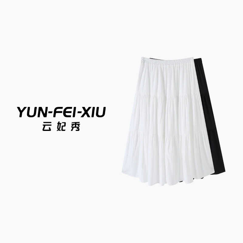 云妃秀大码女装半身裙通勤时尚简约显瘦微胖百搭高腰松紧夏季8901