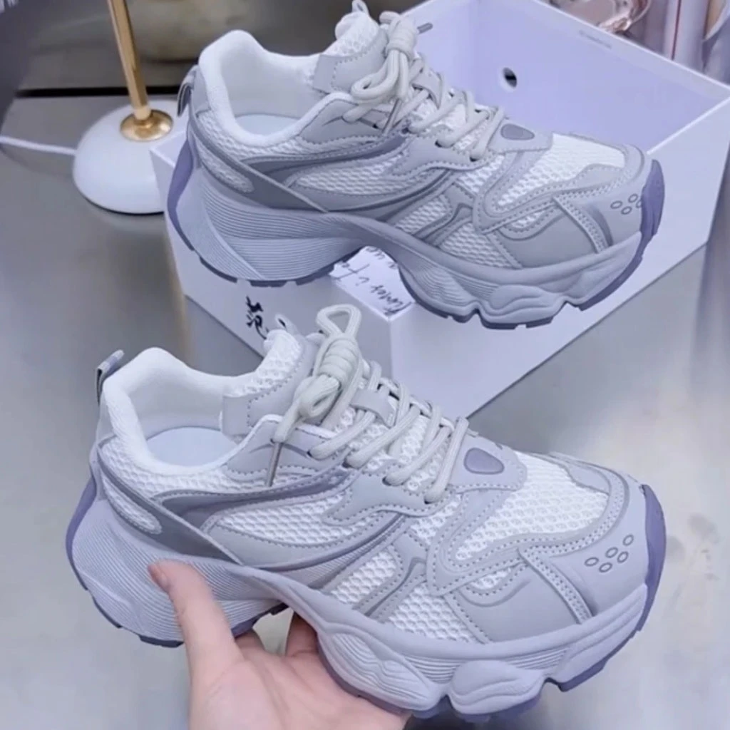 玲H明星同款夏新款老爹鞋女时尚百搭网面透气厚底增高休闲