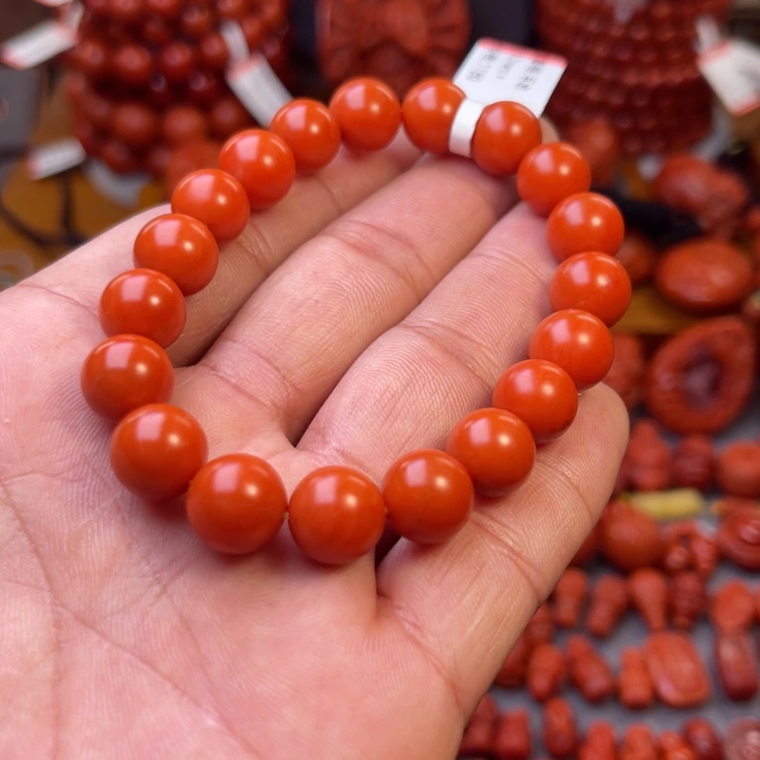 南红玛瑙未镶嵌保山精工圆珠手串卡10➕