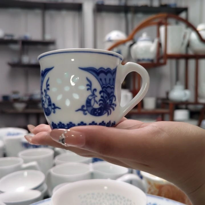 瓷孔雀咖啡杯一级品一个