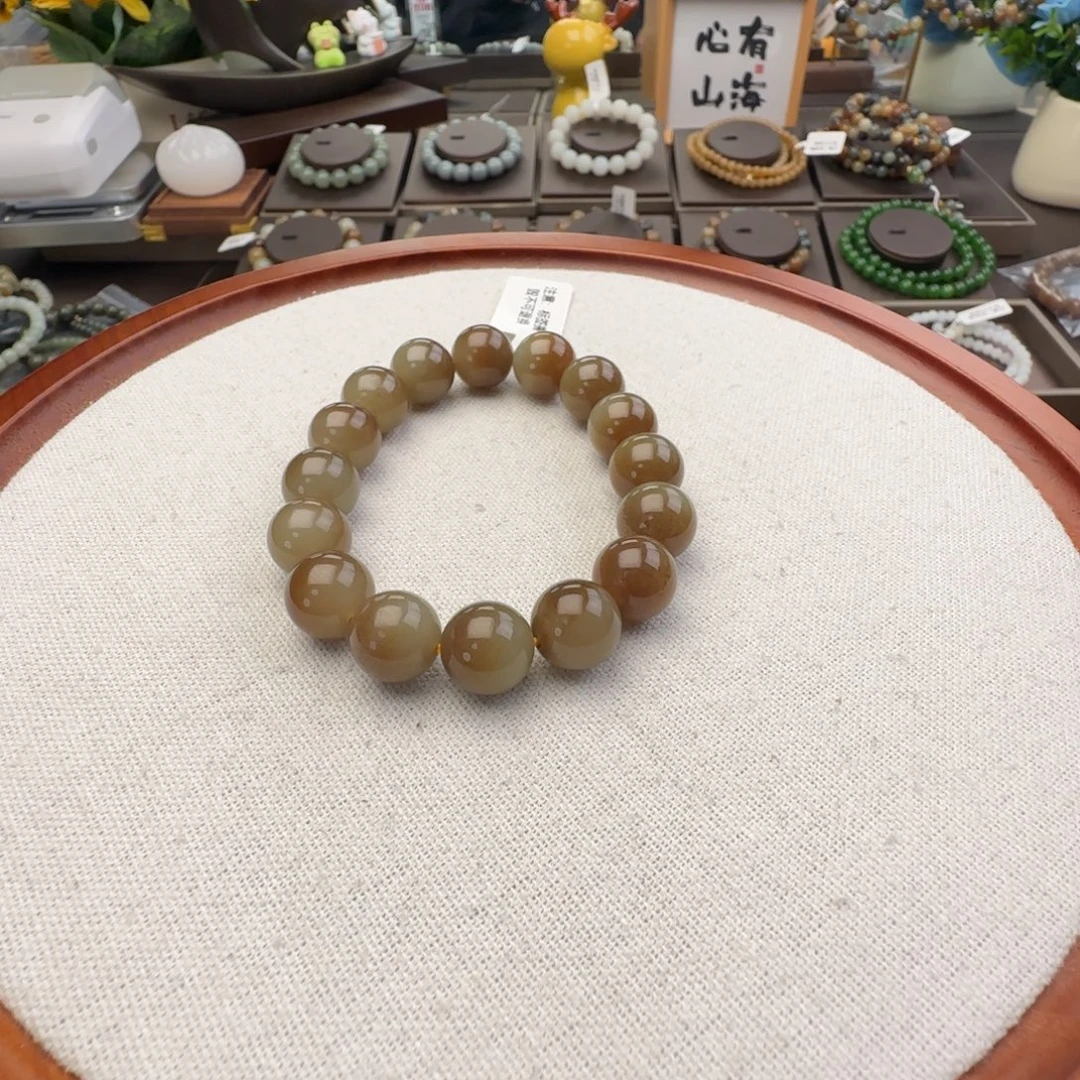 和田玉未镶嵌手链卡12糖白聚宝盆，41