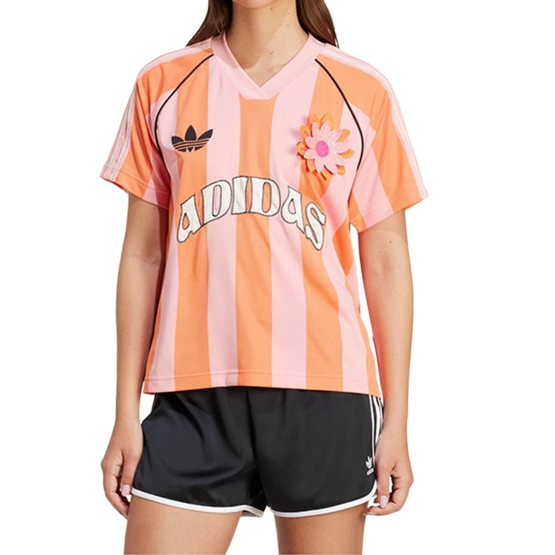 阿迪达斯/adidas三叶草女子V领运动短袖透气球衣T恤 KC0673