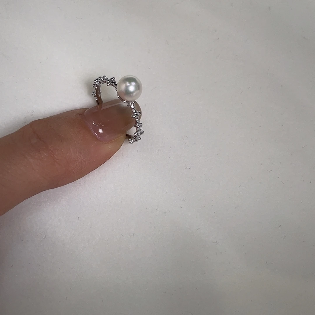 银S925镶嵌戒指海水珍珠