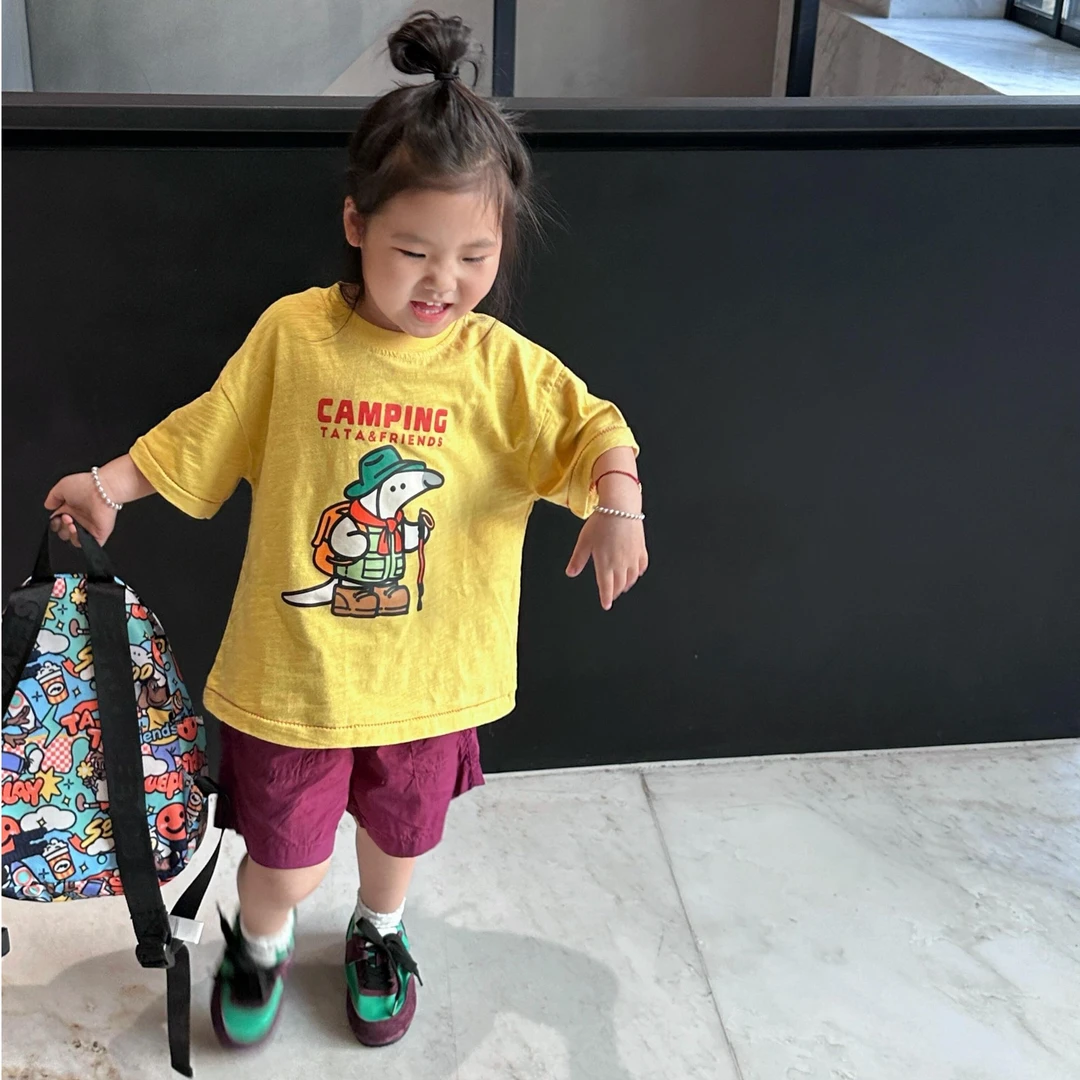 小惜亦韩版童装2025夏季新款洋气五一出游t恤短裤套装