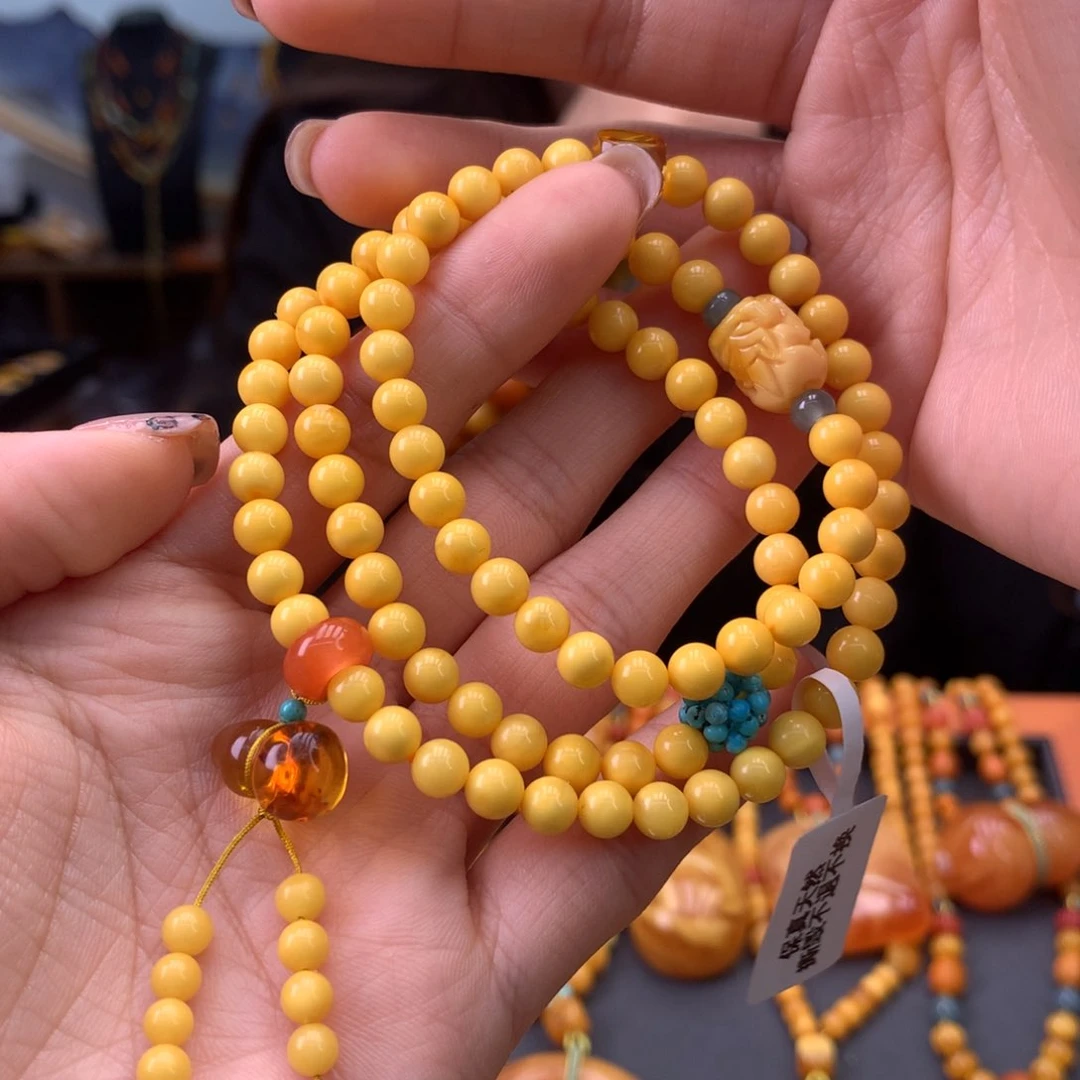蜜蜡手串未镶嵌天然