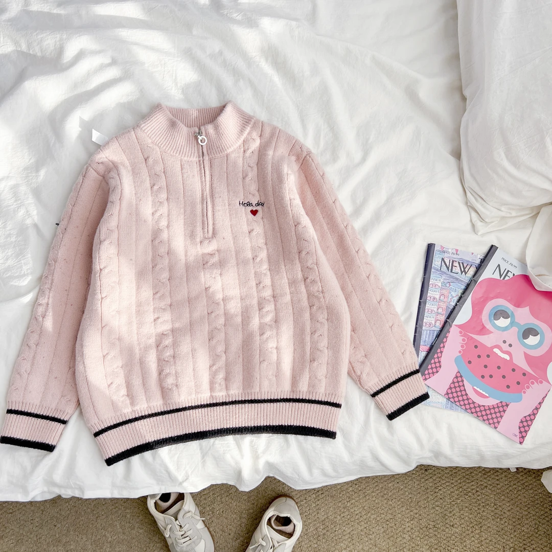 【原版】女童冬装加厚毛衣中大童保暖上衣儿童针织衫YVYDW59655