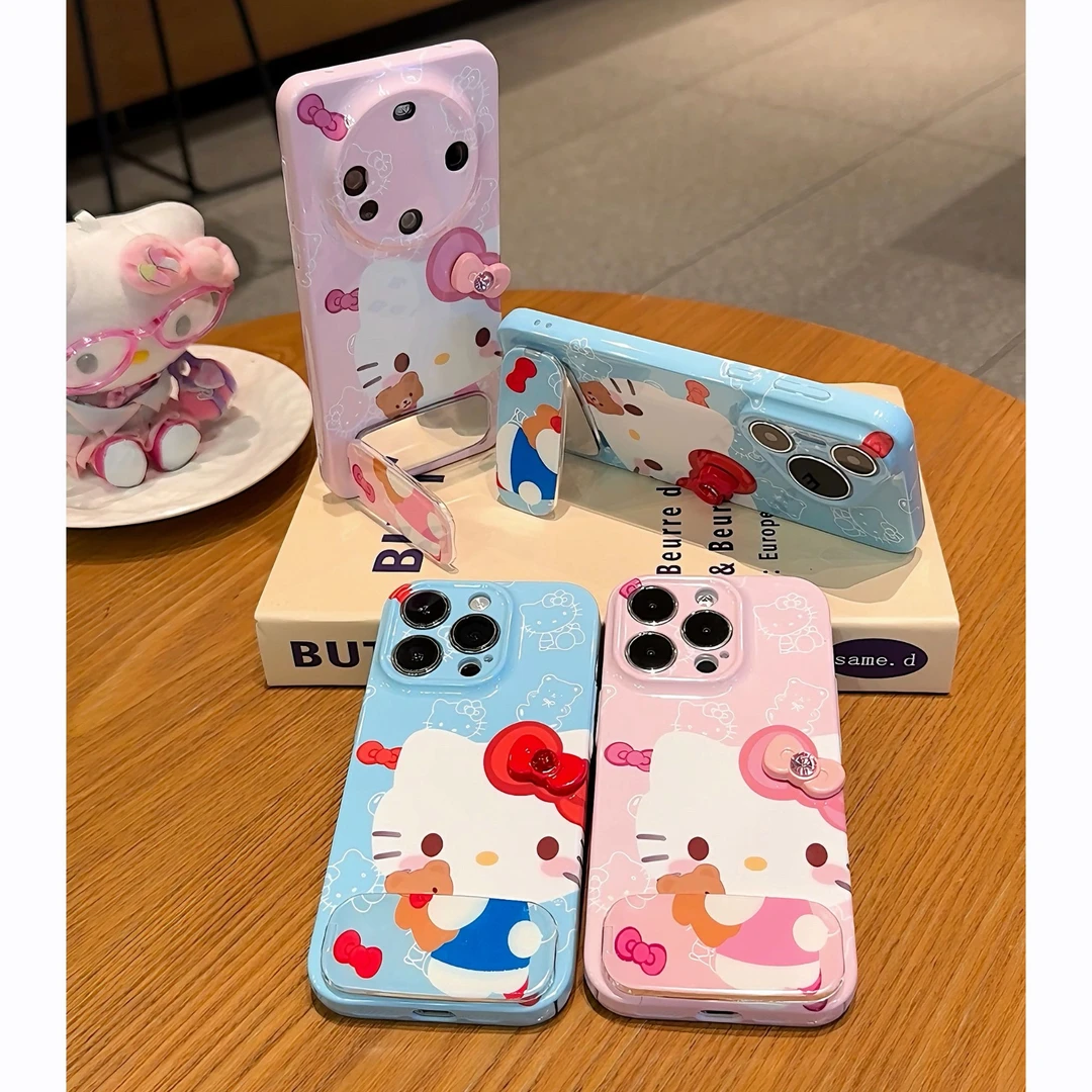 可爱KT猫咪蝴蝶结适用苹果16手机壳iPhone13华为P70vivoppo小米15