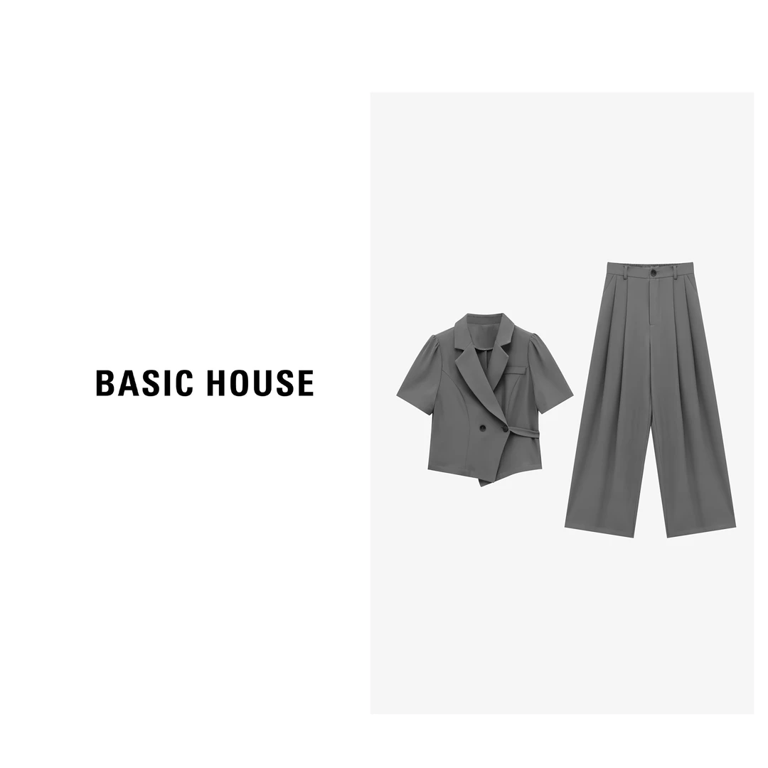 Basic House/百家好夏季新款韩版设计收腰下摆套装-B0625B5FDB2