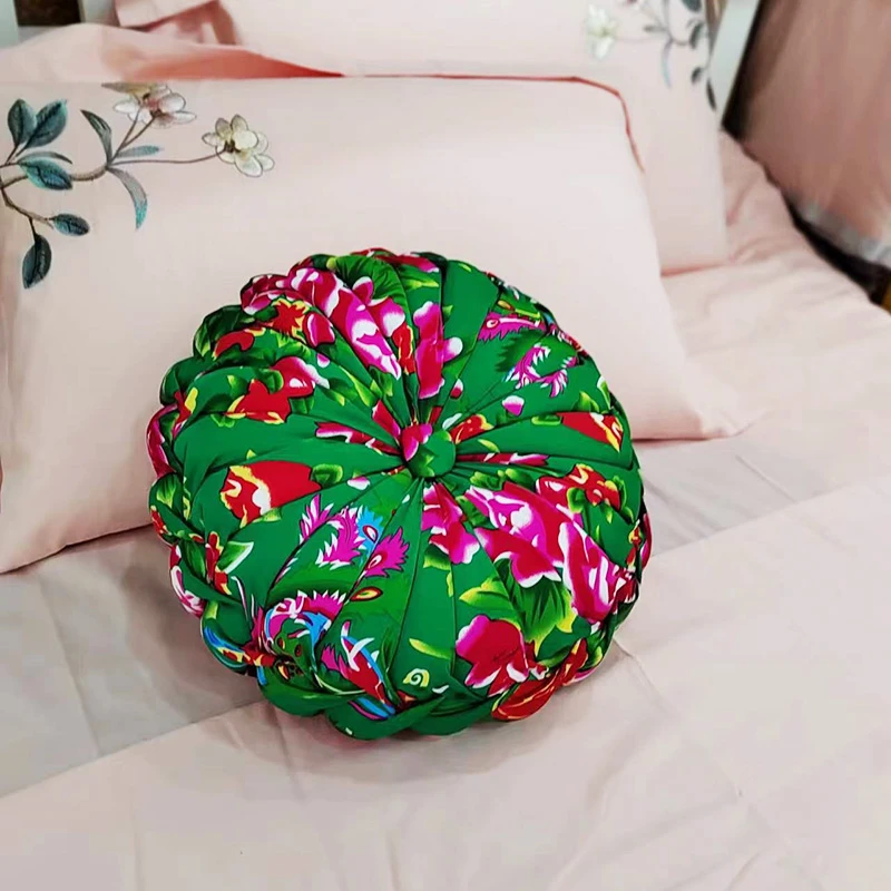 手工元宝抱枕圆形靠背印花手工抱枕材料包DIY定制家居饰品如意枕