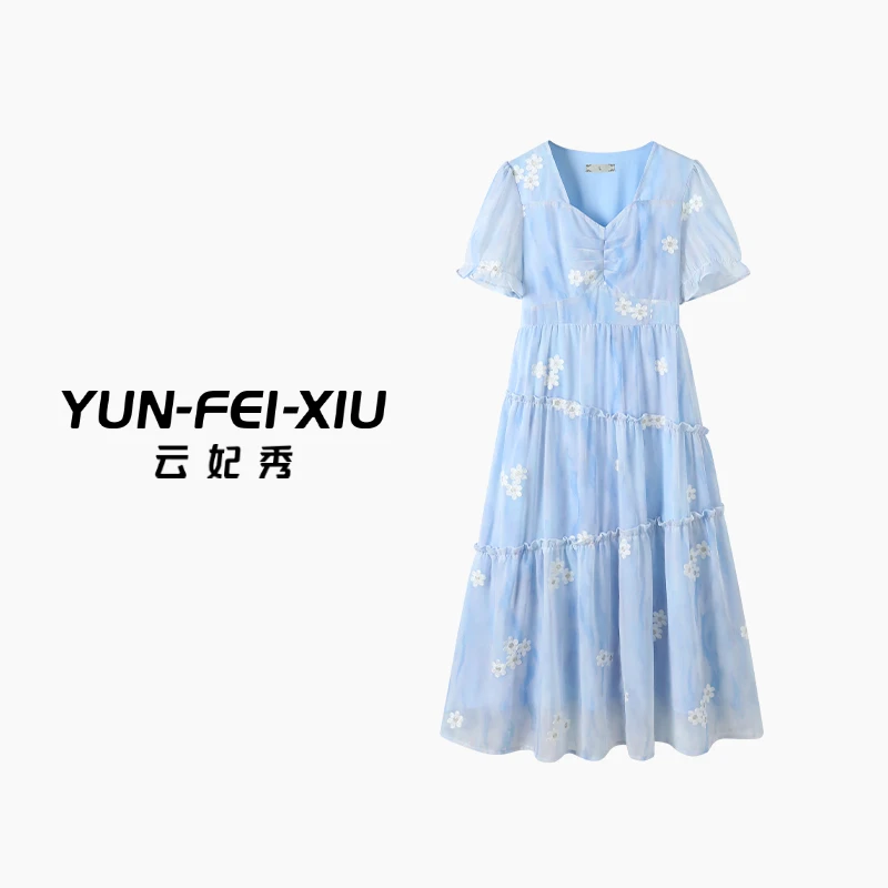 云妃秀大码女装连衣裙休闲百搭时尚韩版宽松减龄显瘦微胖夏季8909