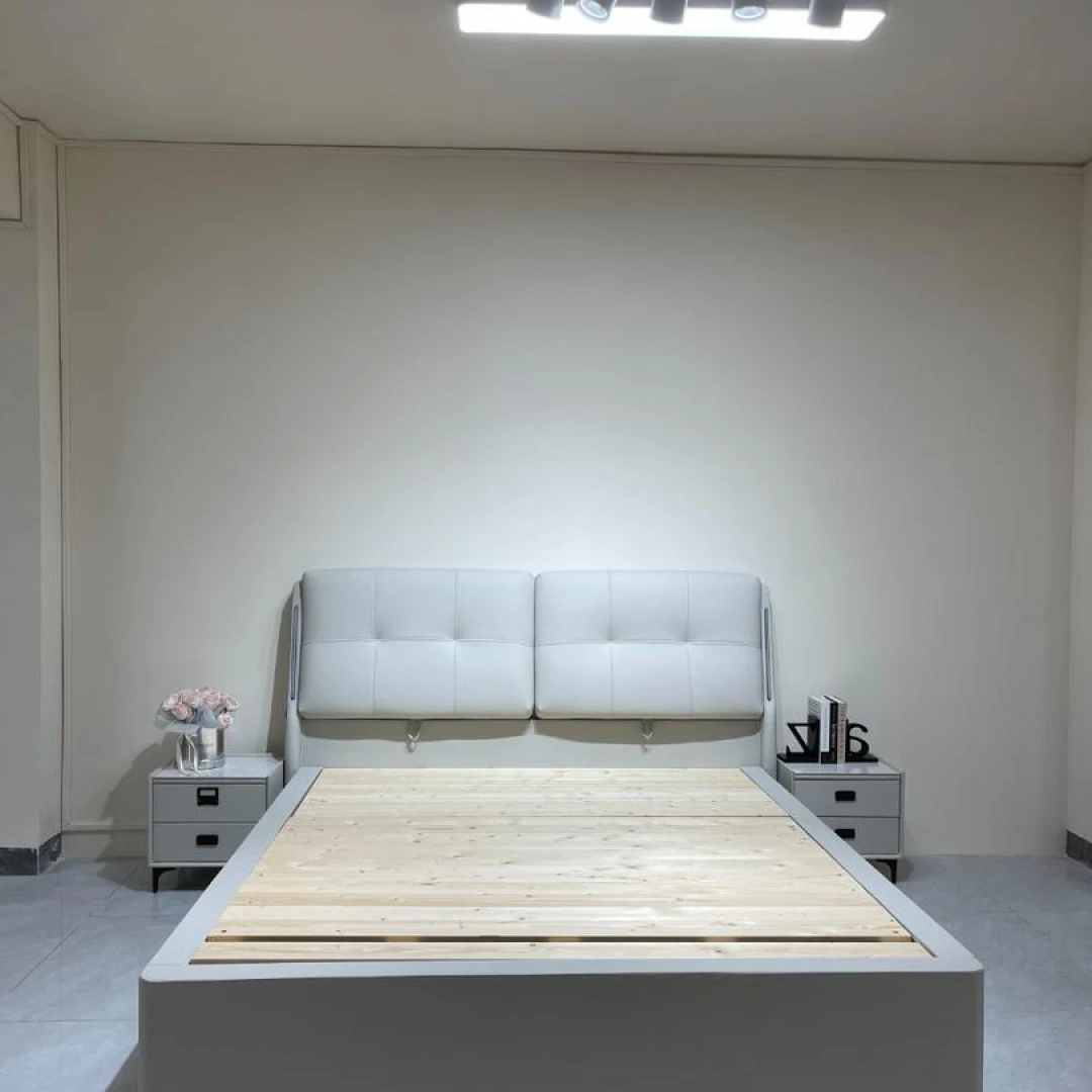 6608#高箱床头靠背可调节皮床简约主卧婚床现代轻奢双人床