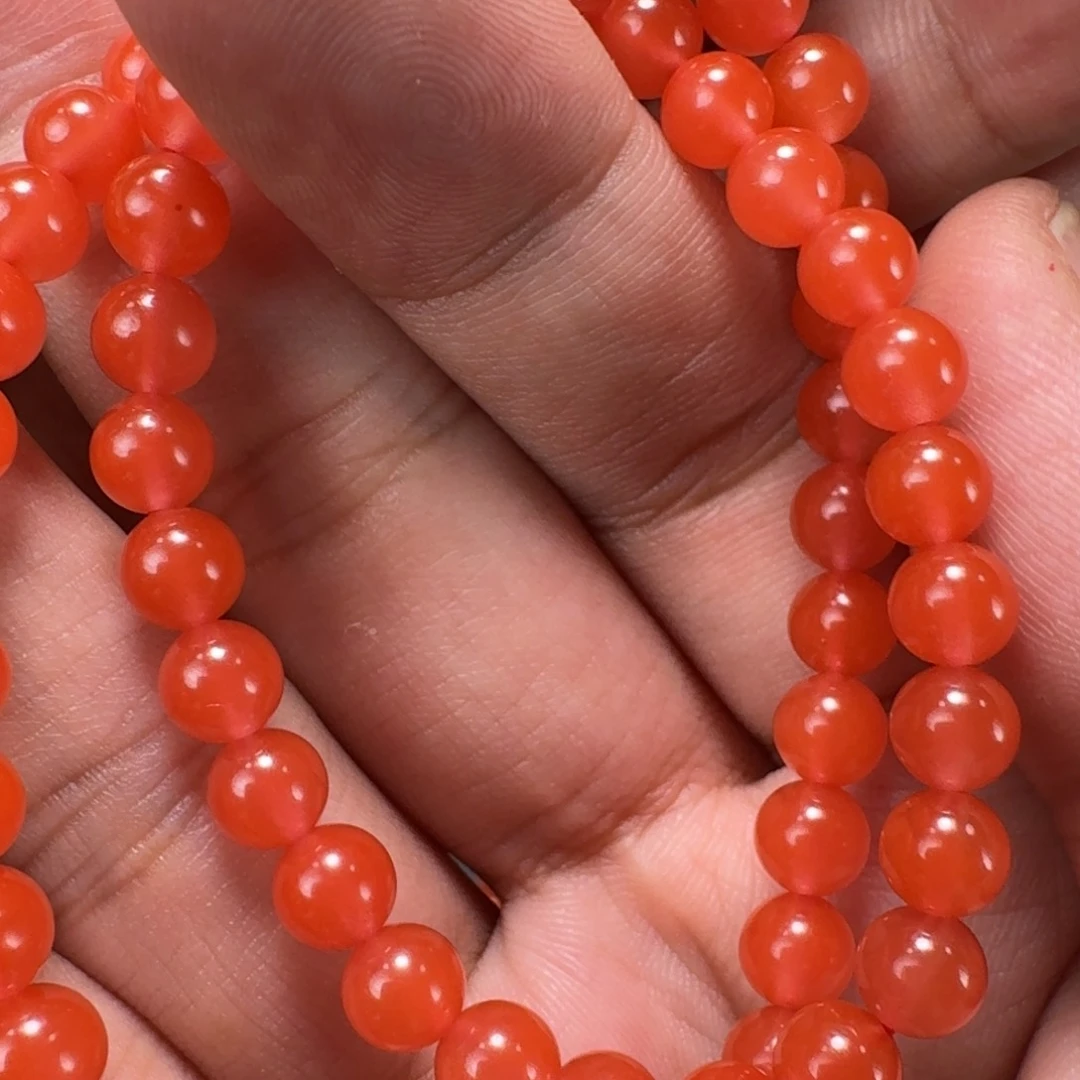 橘***@南红玛瑙樱桃红长链6➕mm未镶嵌