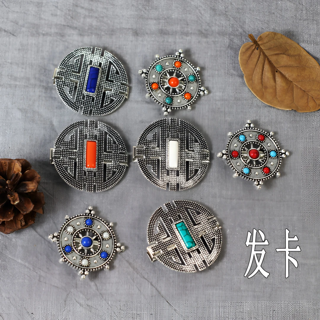 蒙古元素发卡发夹民族风手工气质时尚百搭复古欧美个性彩色古风