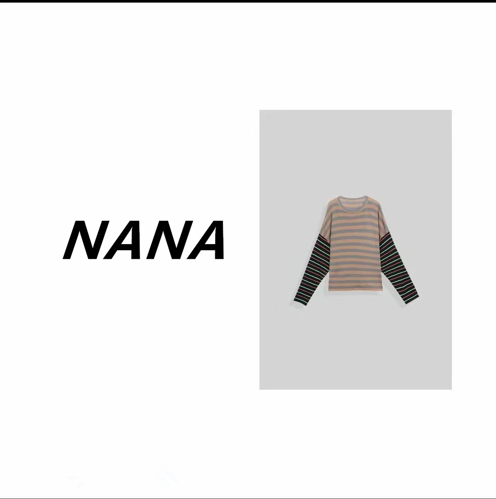 【NANA】序曲 拼接条纹亲肤长袖T恤LJL258227