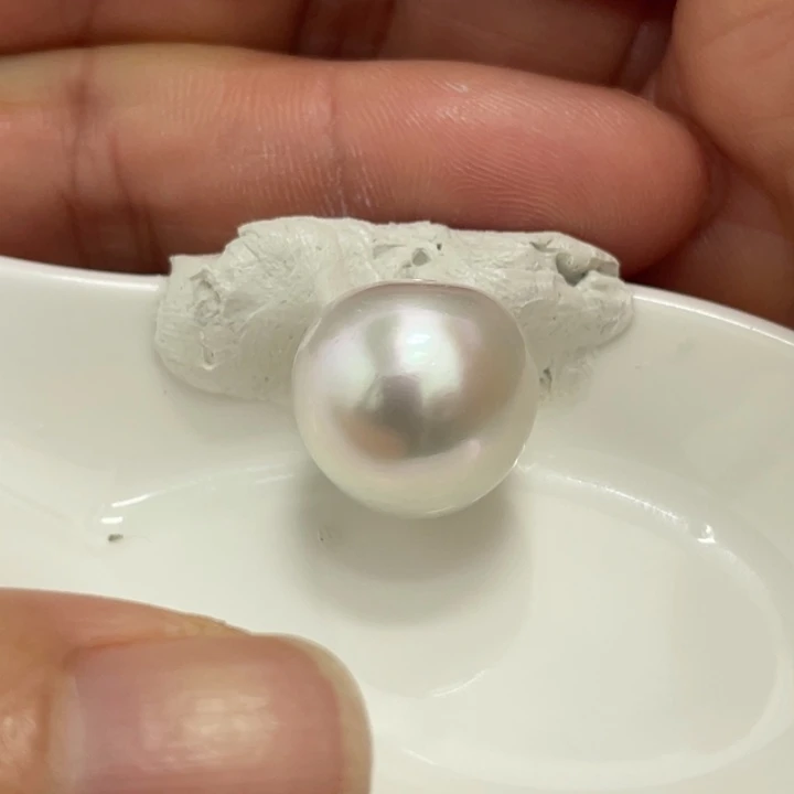 海水珍珠裸珠14.9mm冷青光澳白