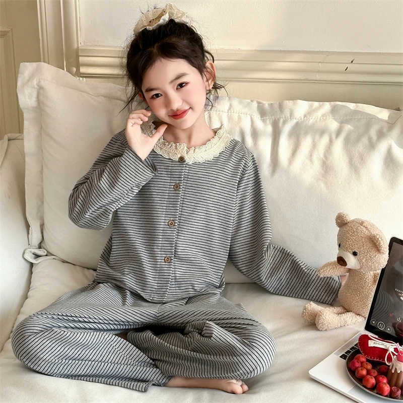 女童春秋款休闲睡衣套装2025新款中大儿童6-12岁15春装时尚居家服