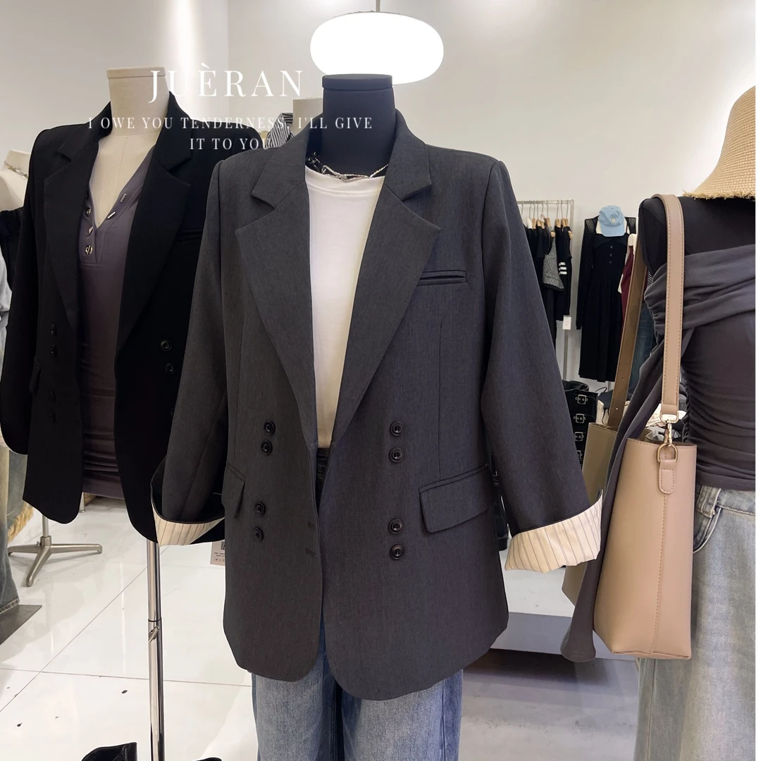 原创6805 韩版宽松气质西装外套女高级感休闲实ti店版型chao正！春