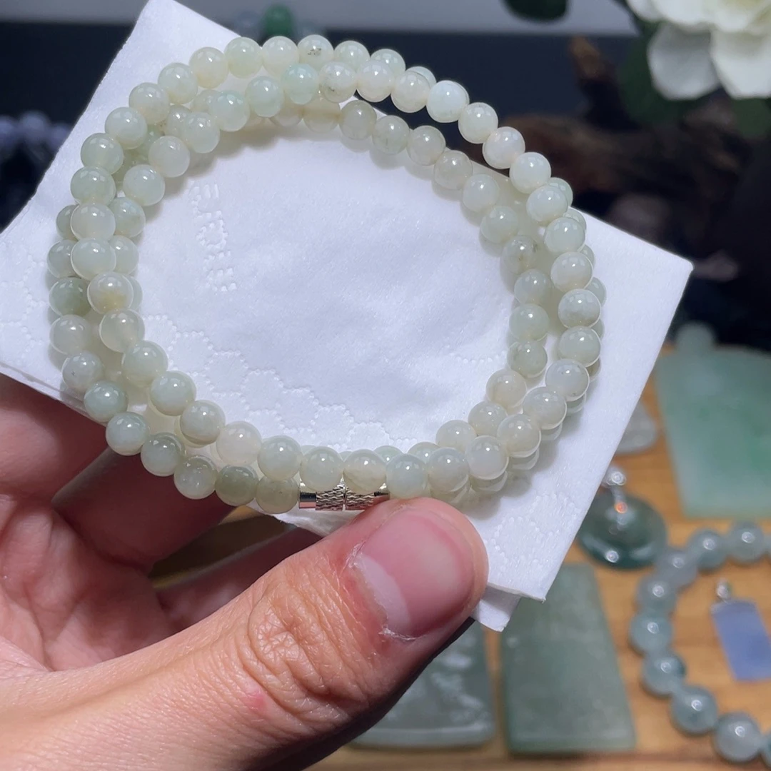 翡翠未镶嵌颈饰长串