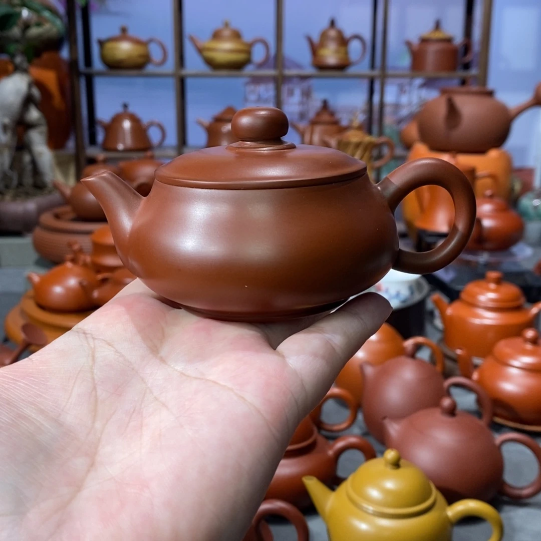 茶壶紫砂章淑煌朱泥明炉壶120c