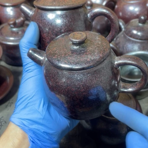 茶盏马**海建阳建盏微瑕茶壶