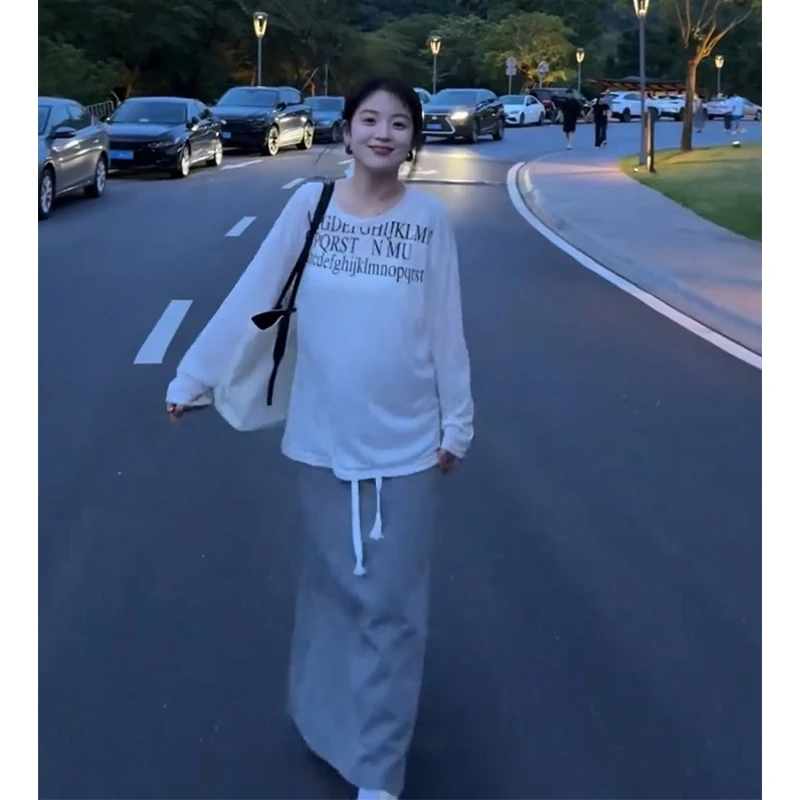 2025夏季新款女法式气质圆领印花薄款上衣百搭高腰显瘦系带半身裙