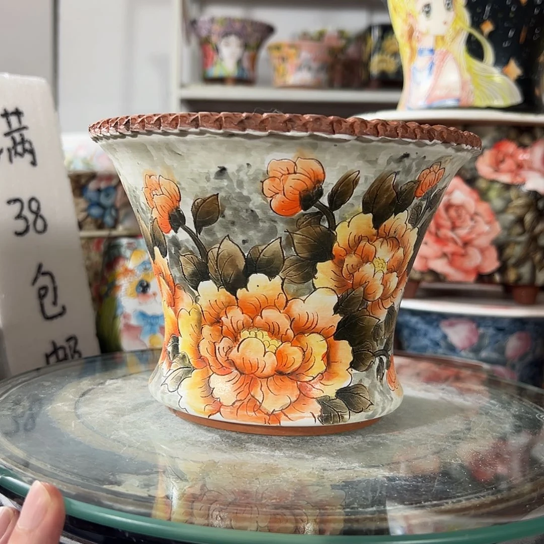 景德镇手绘花盆幸运花盆
