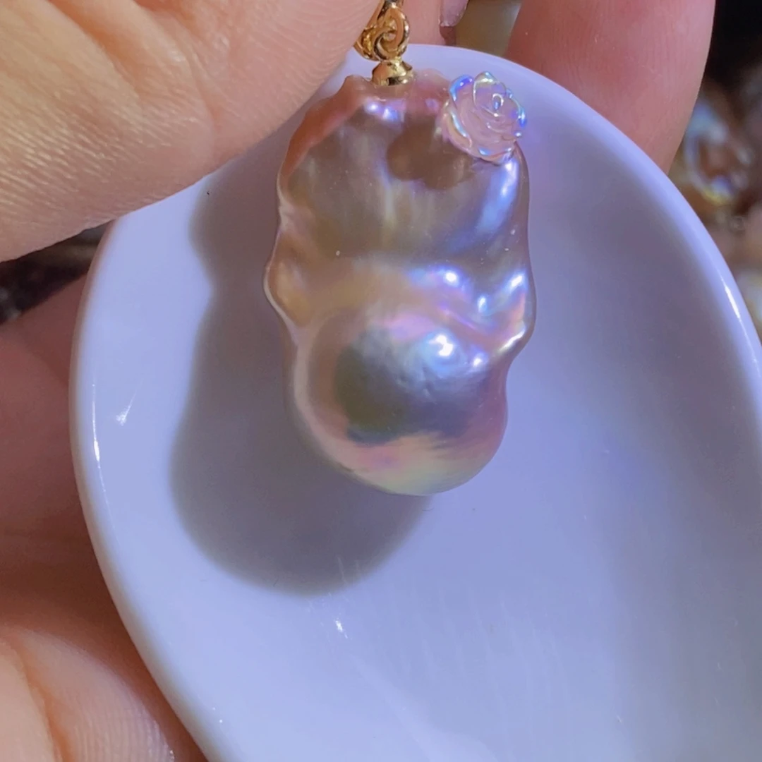 银S925镶嵌淡水珍珠天然淡水珍珠