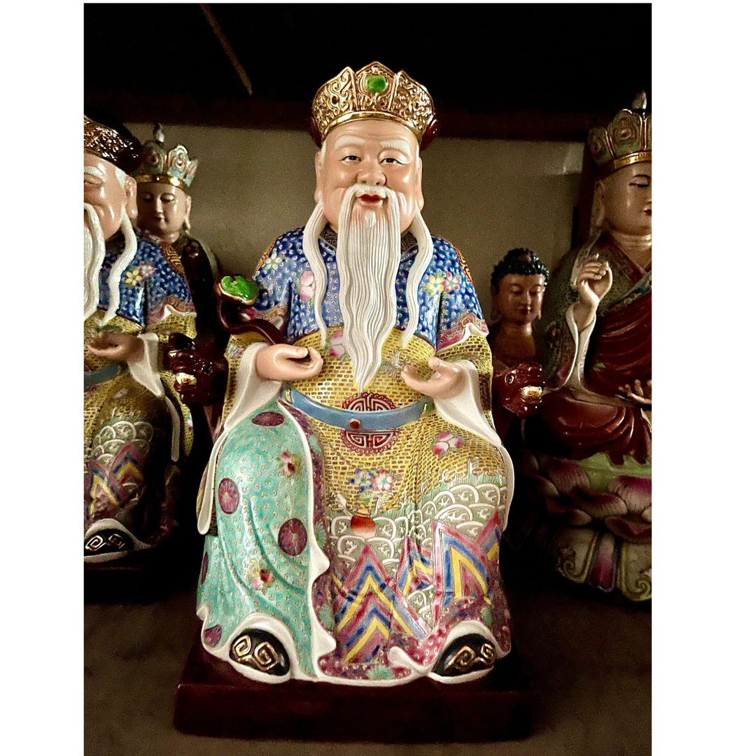 大伯公景德镇陶瓷雕刻福德正神土地公中式祠堂庙宇吉祥纳福摆件