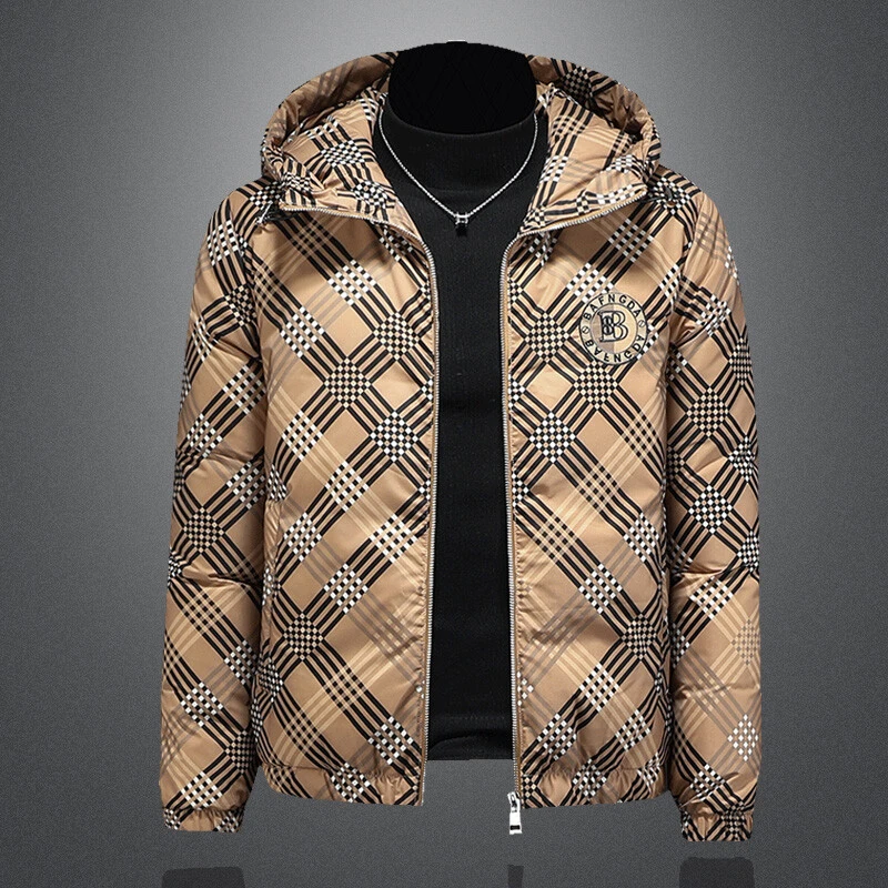 欧洲站连帽加厚保暖百搭男装羽绒服冬季潮牌时尚印花休闲痞帅外套