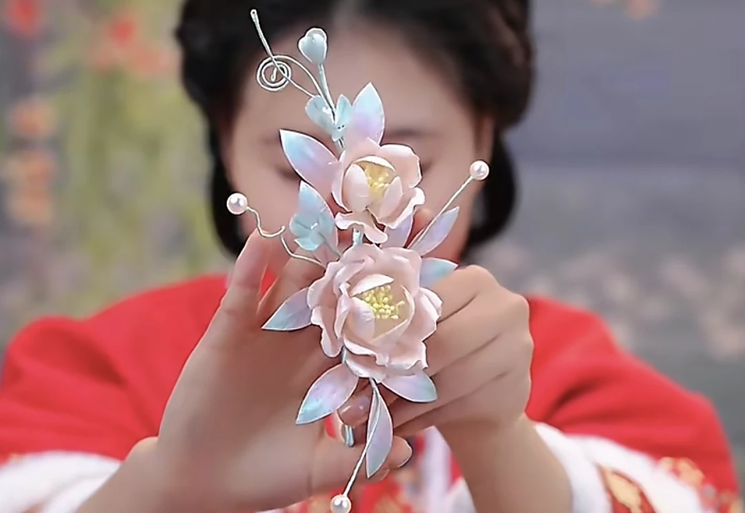 江南浔汉服头饰古风饰品 绒花默认软簪 加主体找客服