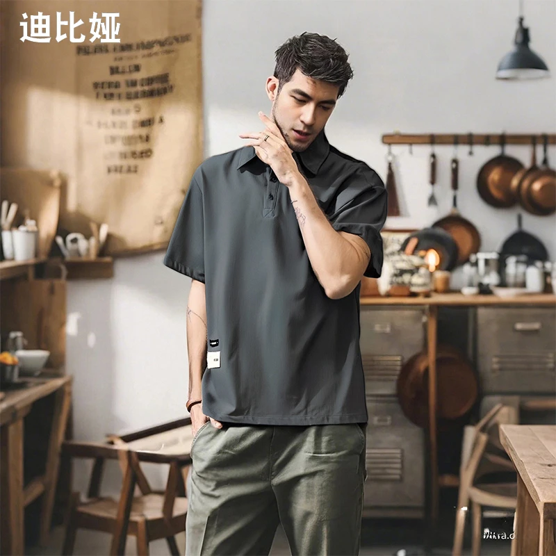 迪比娅短袖t恤男士polo衫夏季美式穿搭痞帅男装高端翻领有领上衣Y