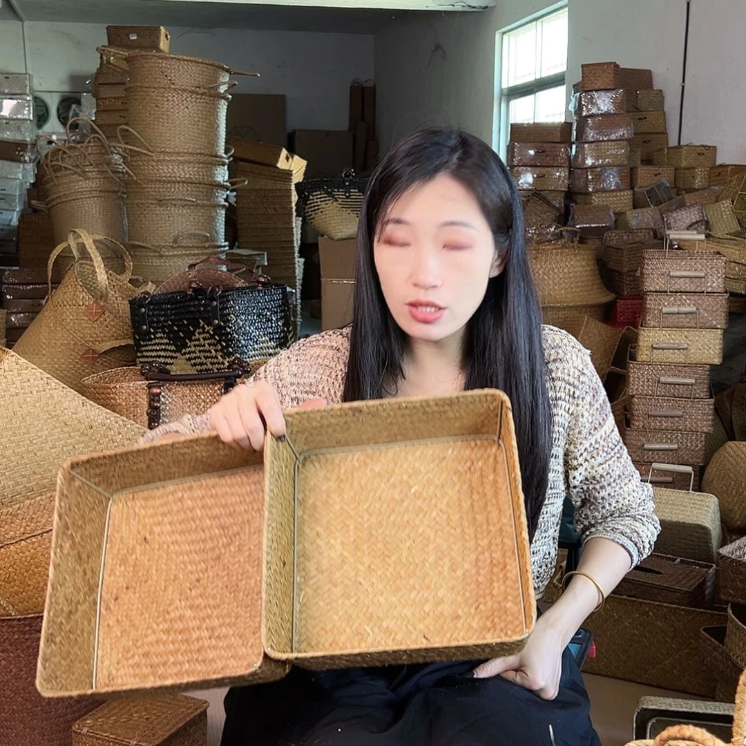 草编草编包/草编收纳盒带瑕疵