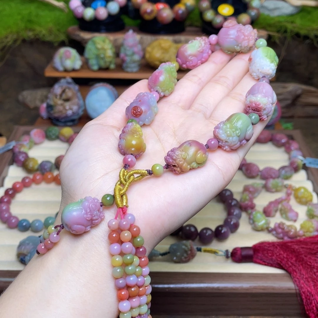 安***轮玛瑙/玉髓手串未镶嵌盐源玛瑙貔貅手持