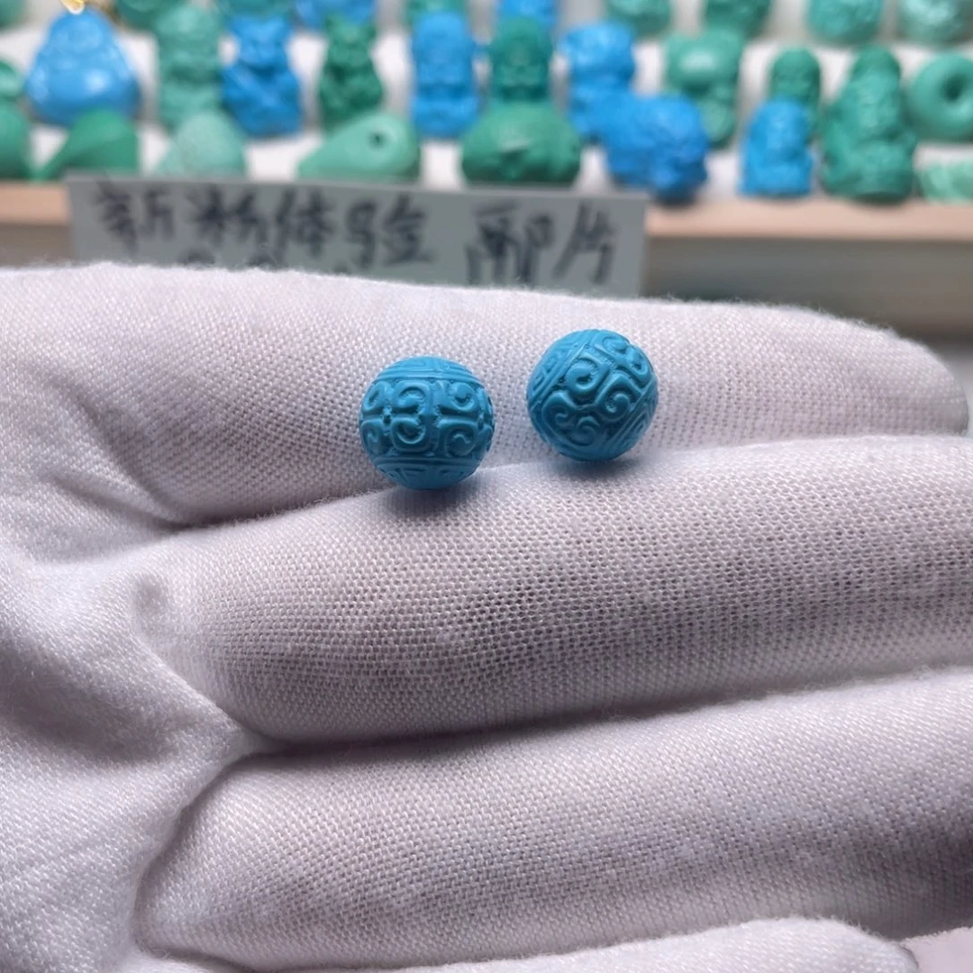 10mm蓝色回纹圆珠1个