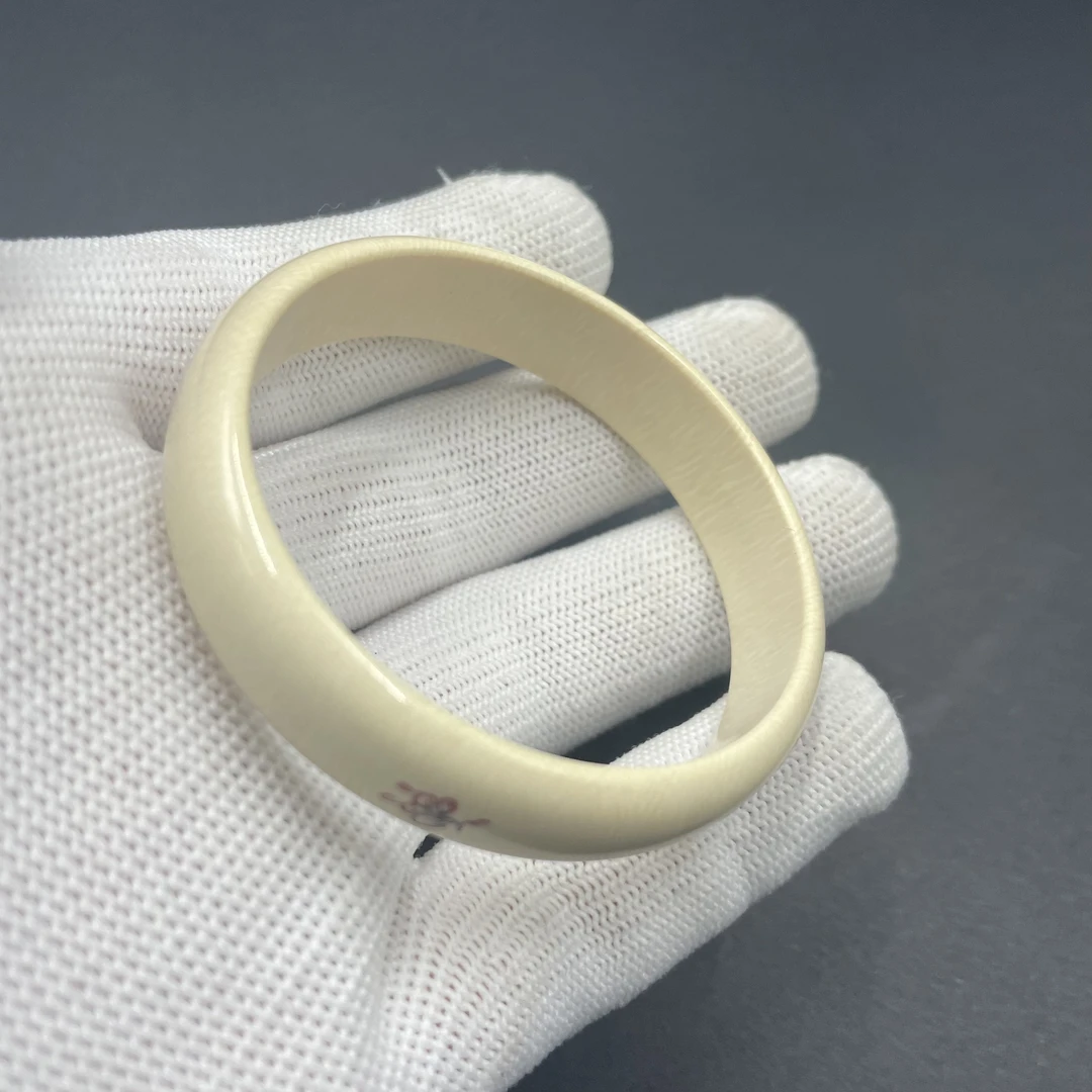 【假一赔四】50圈口12mm宽边贵妃手镯天然保真正品猛犸牙饰品 6235