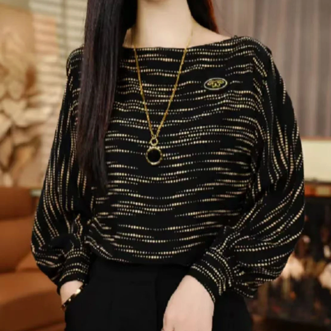 新款初秋长袖女圆领高端显瘦显白百搭时尚上衣832