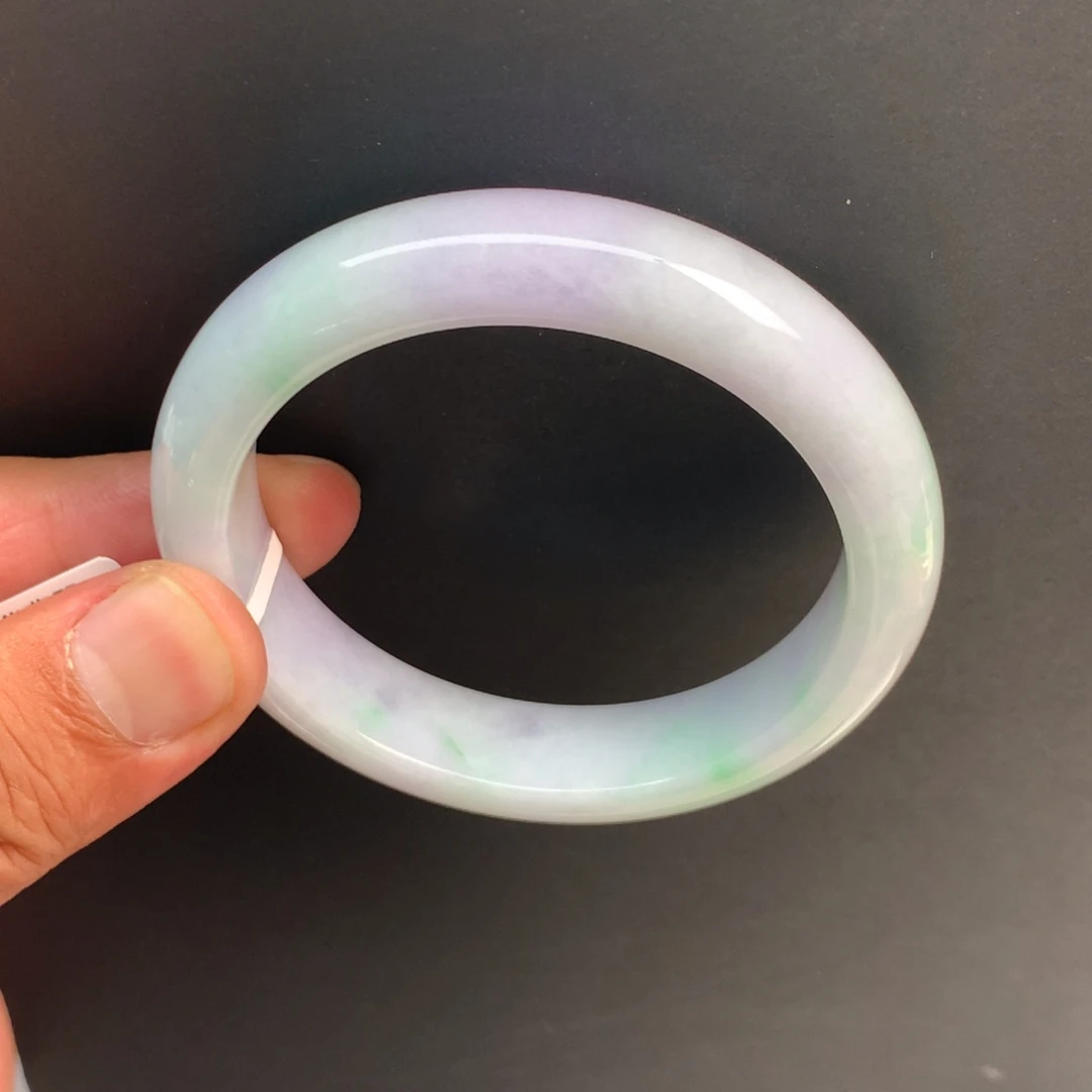 翡翠手镯未镶嵌53正圈椿带彩