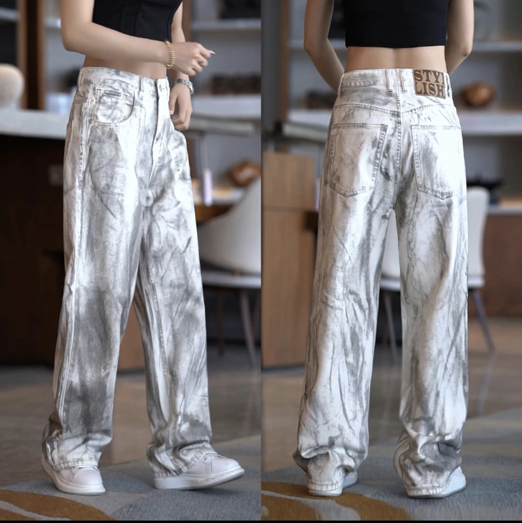2025新款牛仔裤男款宽松韩版帅气休闲脏脏裤子美式高街潮流直筒裤