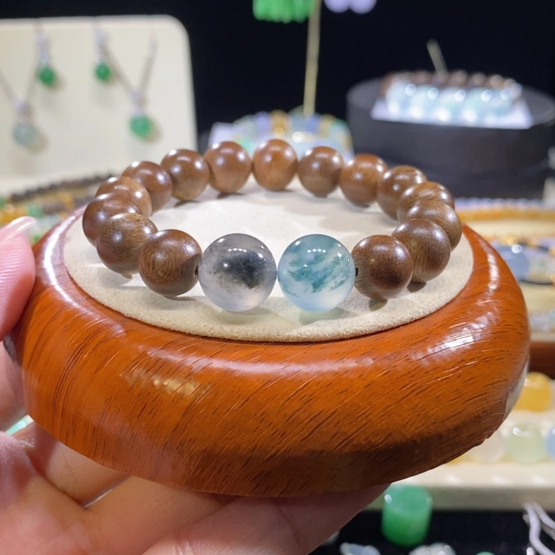 翡翠未镶嵌手串高冰飘花手串卡12+