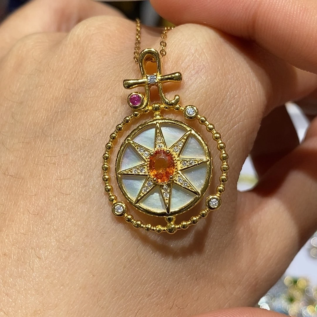 银S925镶嵌蓝宝石颈饰