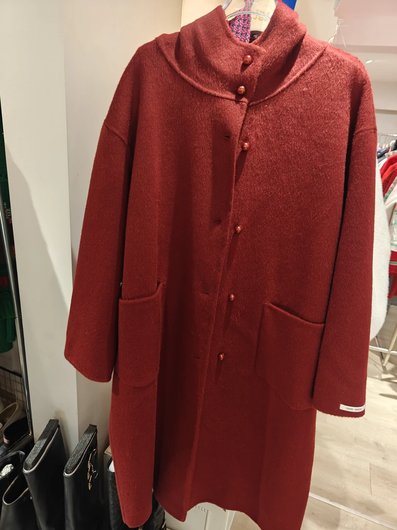 【济州岛】双口袋 连帽骆驼绒大衣