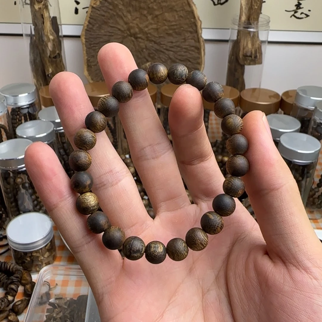 可****沉香碎屑沉香奇楠沉香08圆珠单圈6g+