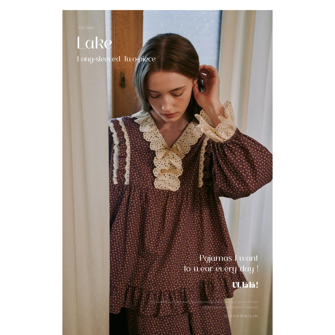 Ullala 乌拉拉 韩国品牌正品 棉布碎花款睡衣家居服套装25239