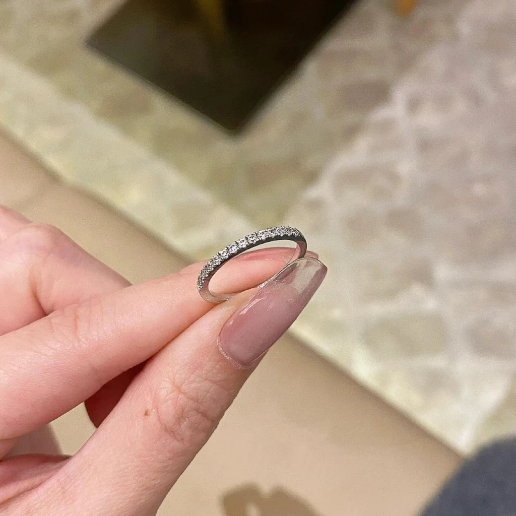 925银莫桑石戒指 Z-03超精致细圈莫桑小众设计感时尚百搭戒指