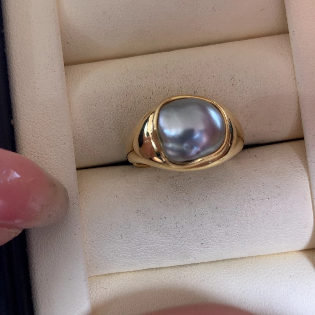 银S925镶嵌海水珍珠戒指